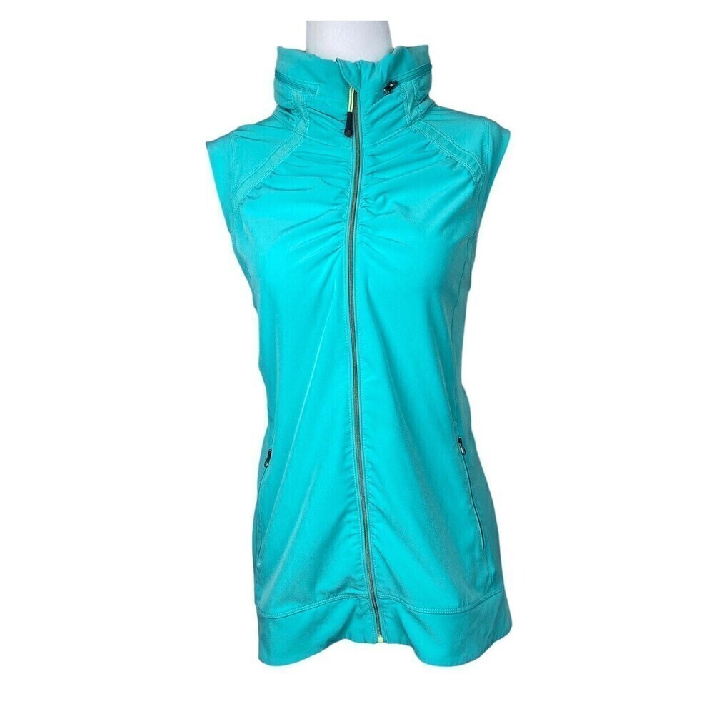 Tangerine Activewear Top Womens Medium Aqua Sleeveless Hooded Lightweight Jacket